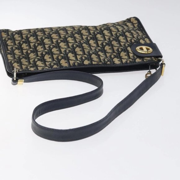 Christian Dior Trotter Canvas Shoulder Bag Navy Gold Auth 126267 - Picture 8 of 16